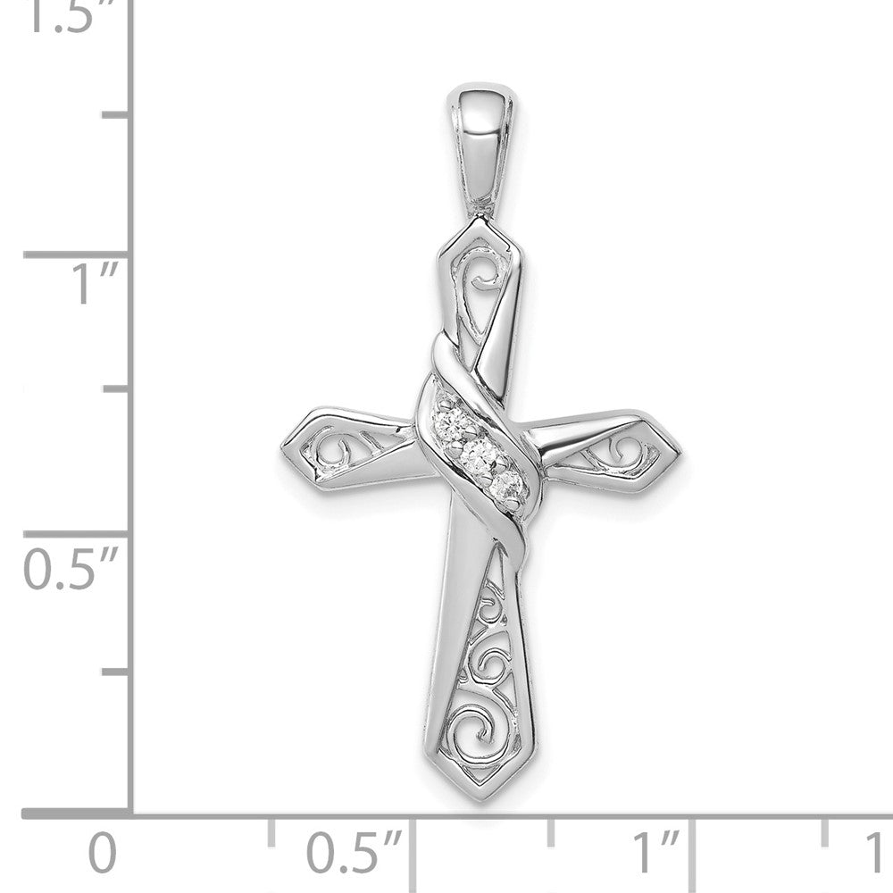 14k White Gold 1/20 carat Diamond Cross Pendant