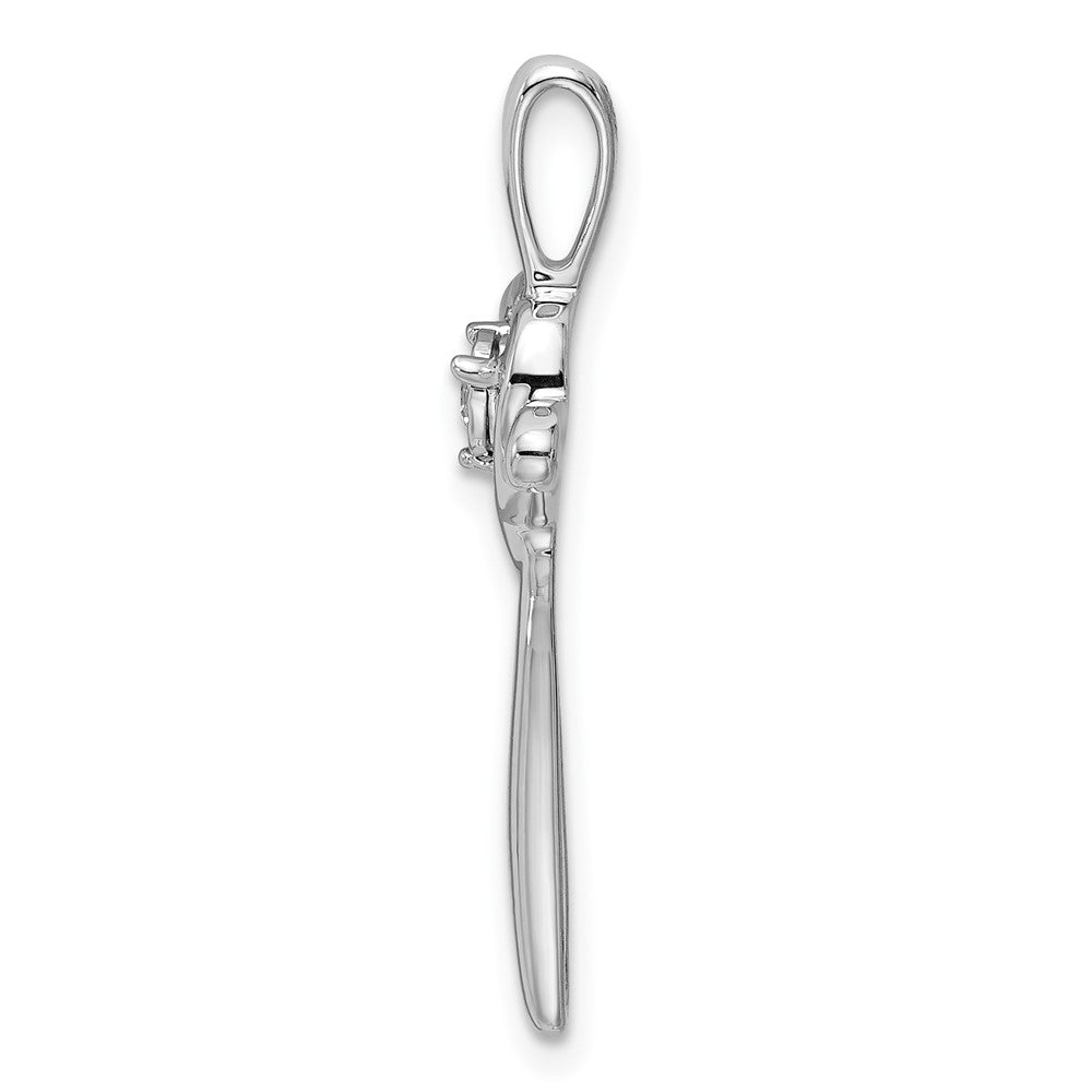 14k White Gold Diamond Heart Omega Slide Pendant