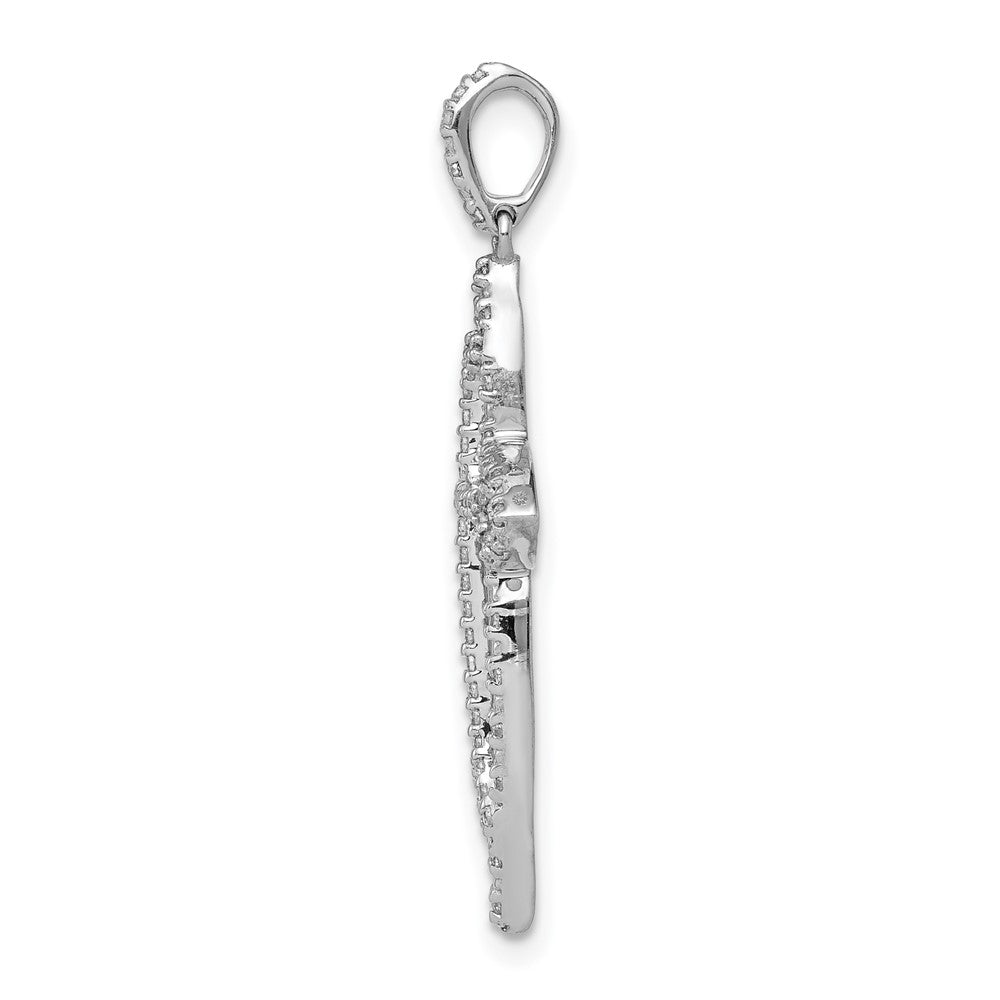 14k White Gold 1/4 carat Diamond Fancy Cross Pendant