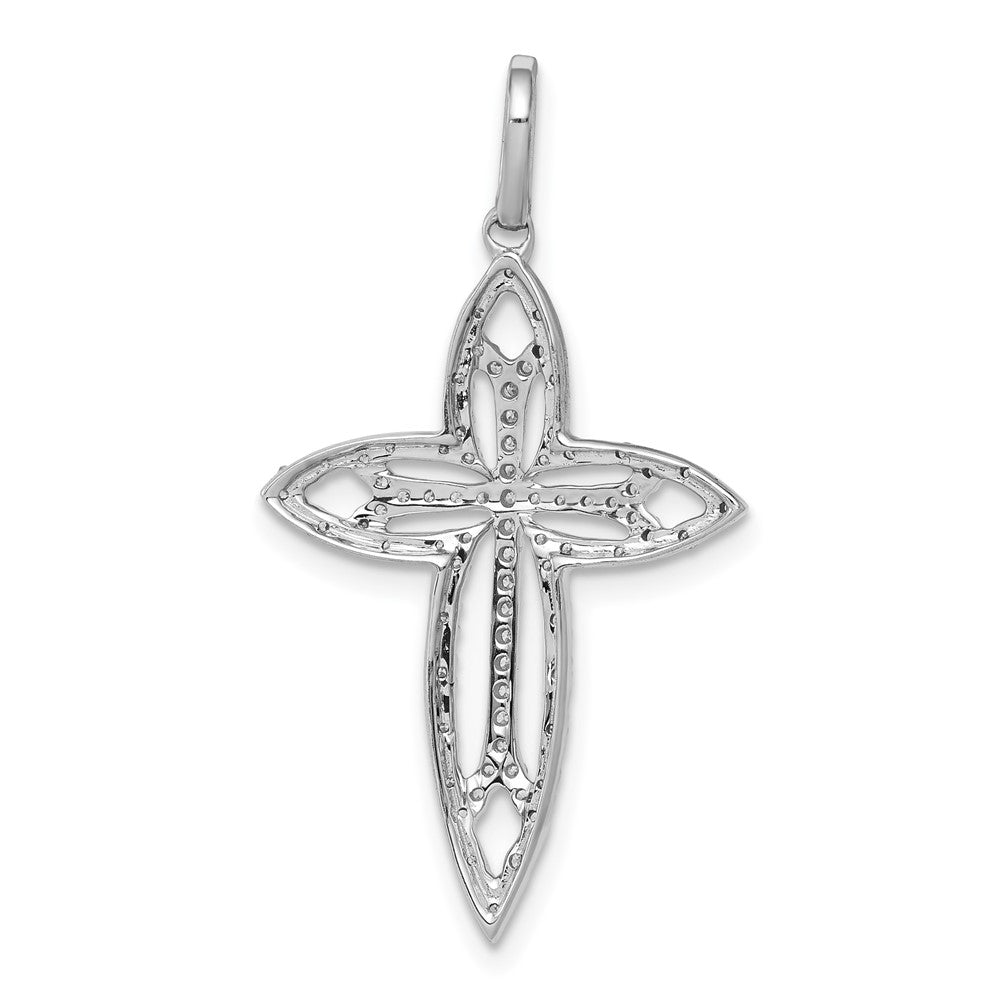14k White Gold 1/4 carat Diamond Fancy Cross Pendant