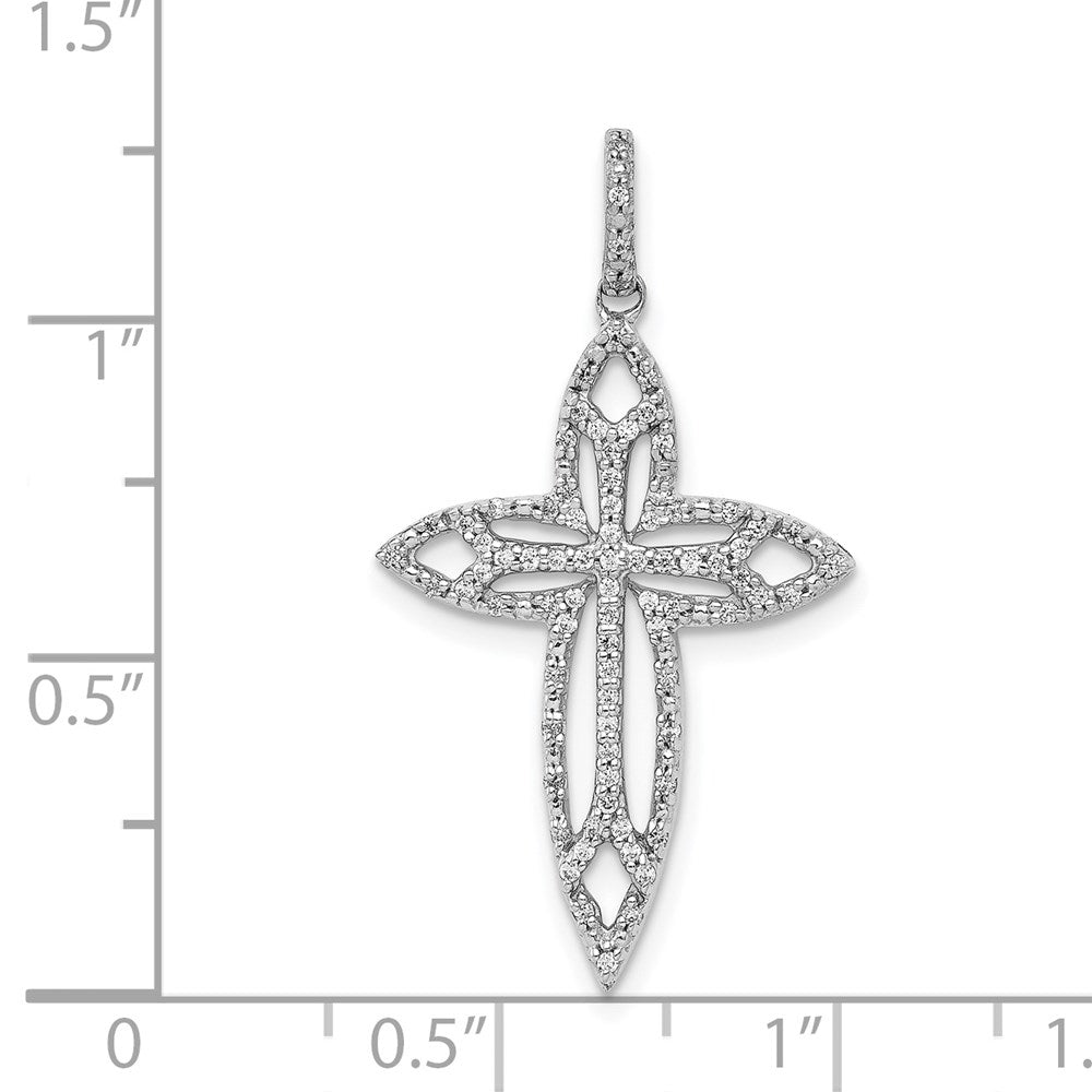 14k White Gold 1/4 carat Diamond Fancy Cross Pendant