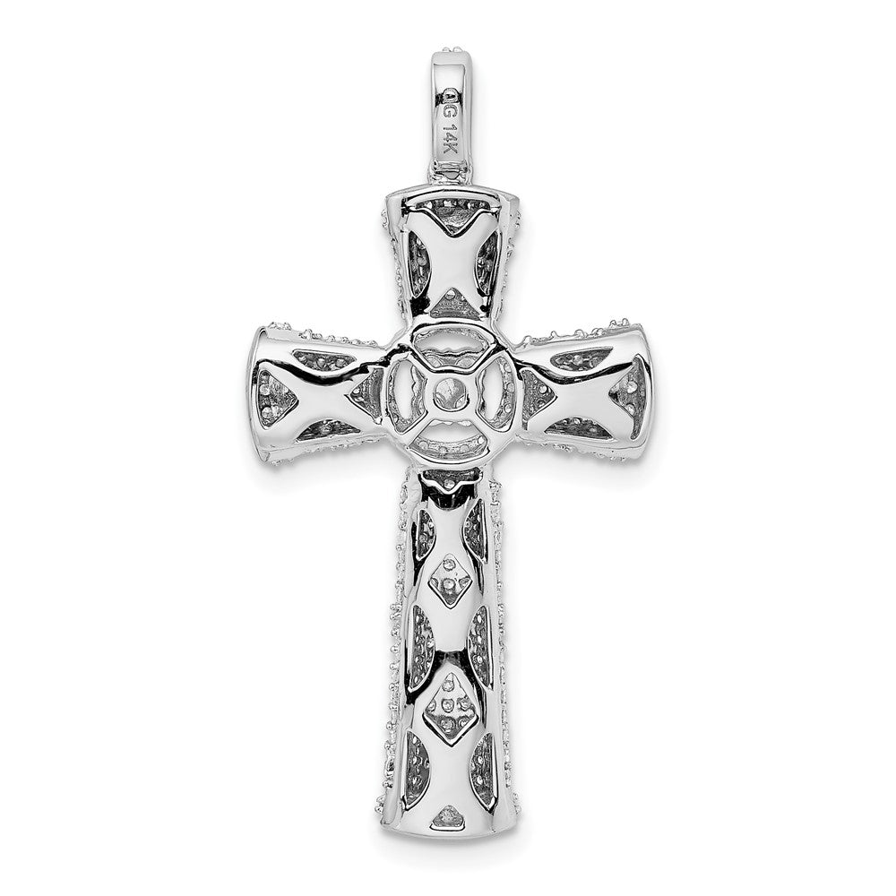 14k White Gold 1 carat Diamond Cross Pendant