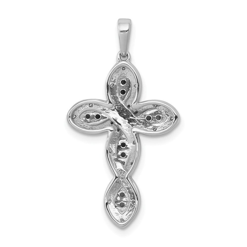 14k White Gold 1/5 carat White and Blue Diamond Cross Pendant