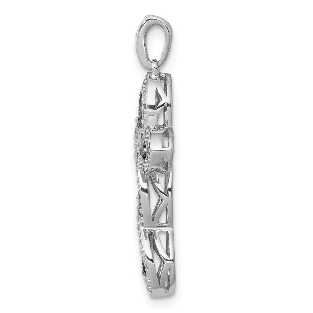 14k White Gold 1/5 carat White and Black Diamond Cross Pendant