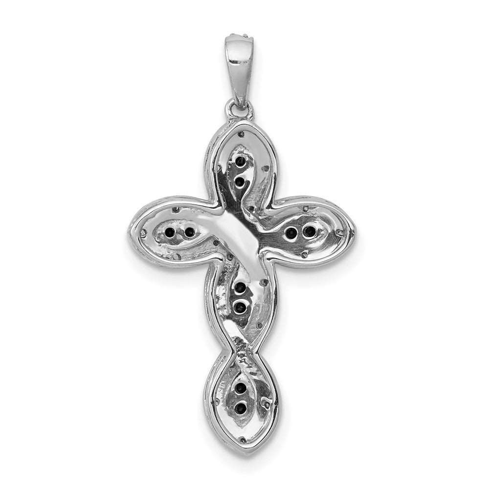 14k White Gold 1/5 carat White and Black Diamond Cross Pendant