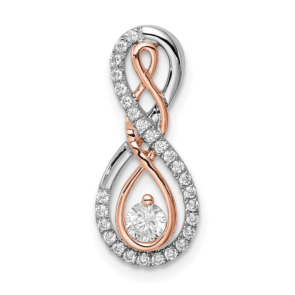 14k Two-tone White and Rose Infinity 1/4 carat Diamond Chain Slide