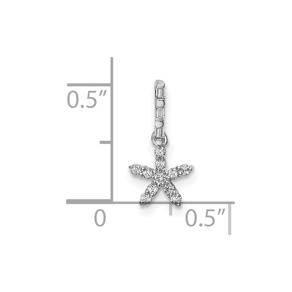 14k White Gold 1/10 carat Diamond Star Pendant