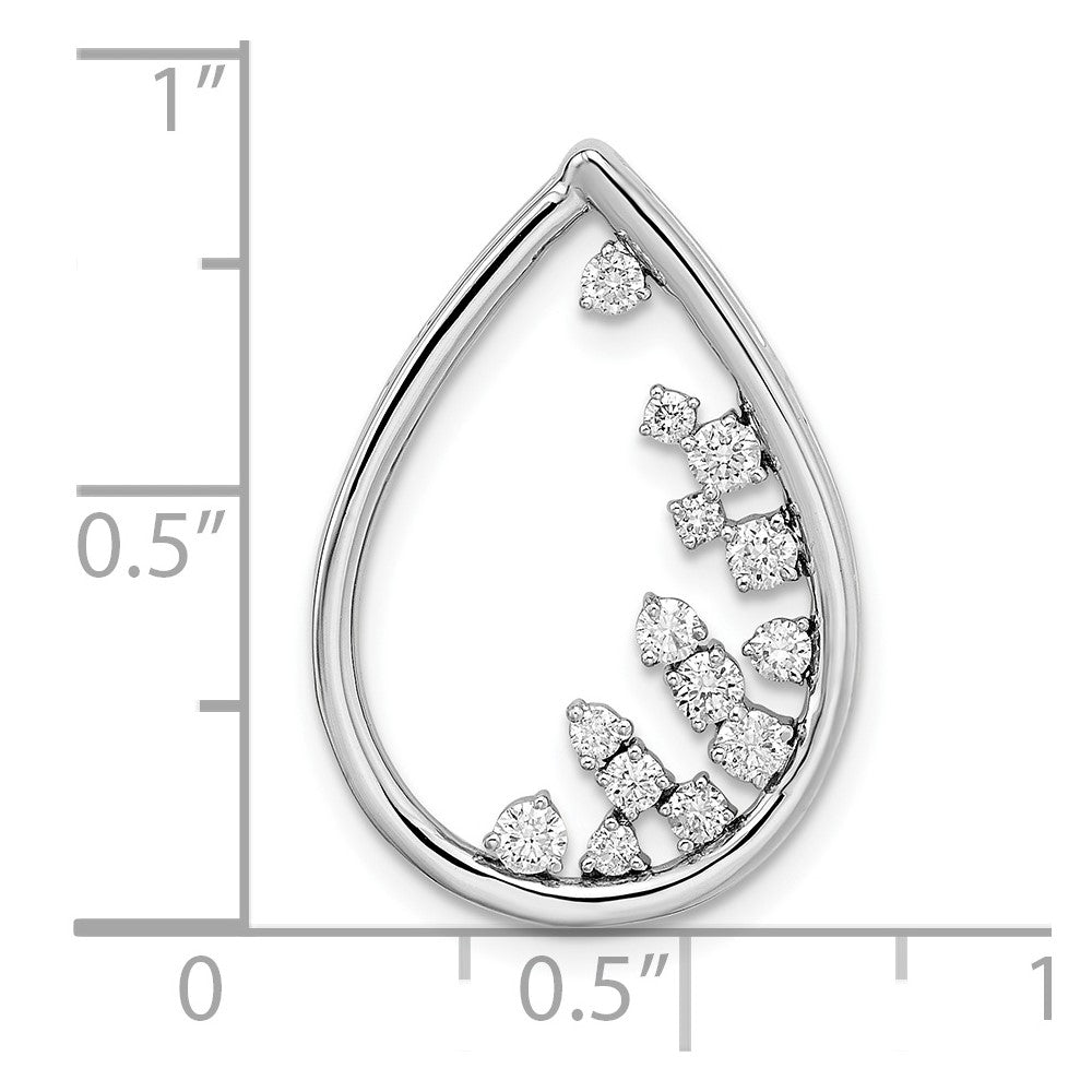 14k White Gold Polished 1/3 carat Diamond Fancy Teardrop Chain Slide