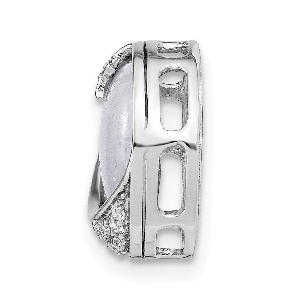 14k White Gold 1/10 carat Diamond and Moonstone Star and Moon Chain Slide