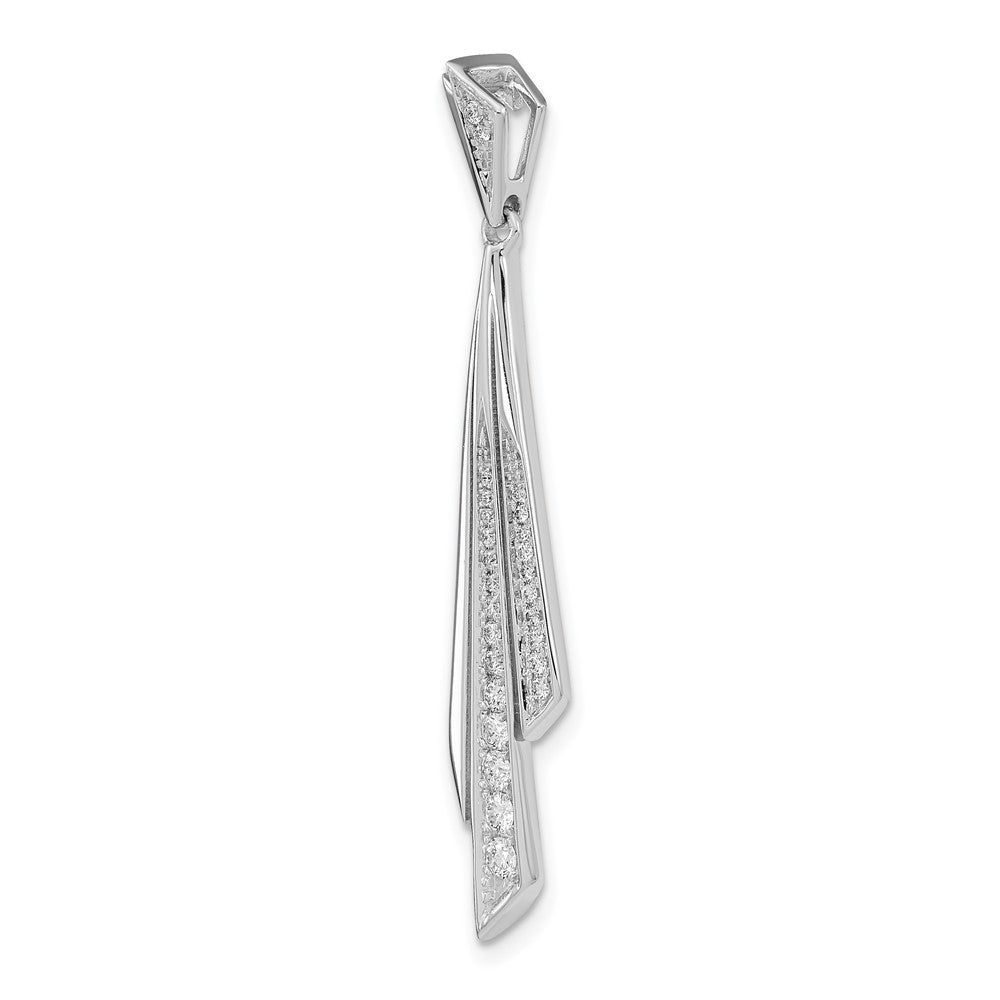 14k White Gold 1/4 carat Graduated Diamond Fancy Dangle Pendant