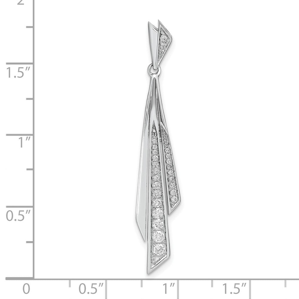 14k White Gold 1/4 carat Graduated Diamond Fancy Dangle Pendant