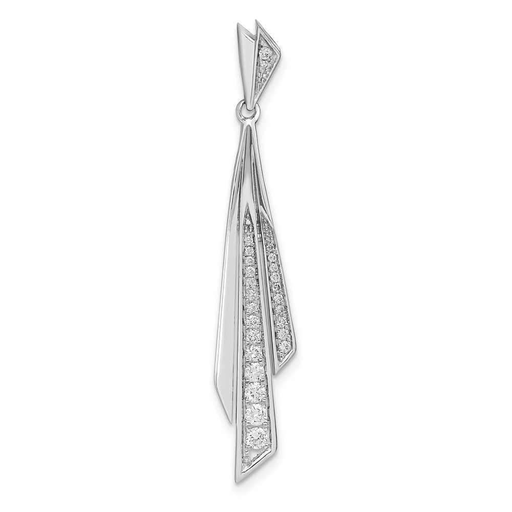 14k White Gold 1/4 carat Graduated Diamond Fancy Dangle Pendant