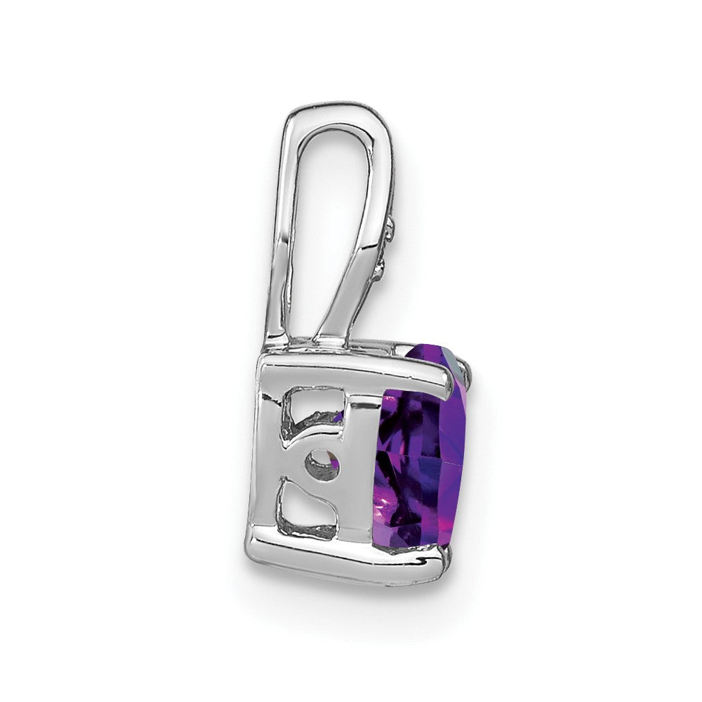 14k White Gold 6mm Heart Amethyst and Diamond Chain Slide