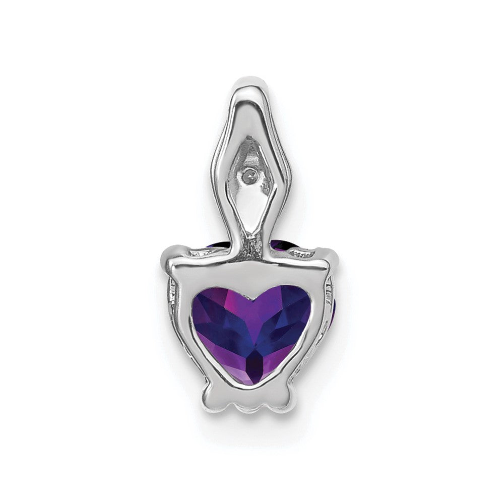 14k White Gold 6mm Heart Amethyst and Diamond Chain Slide