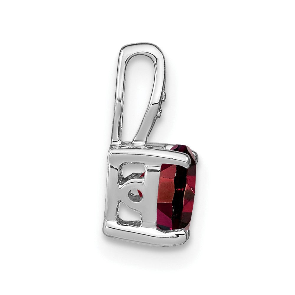 14k White Gold 6mm Heart Garnet and Diamond Chain Slide