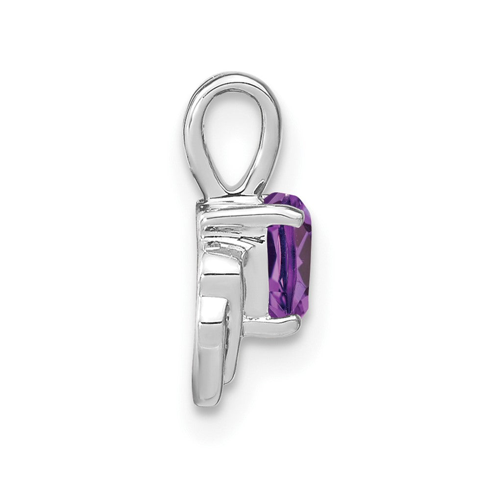 14k White Gold 5mm Heart Amethyst and Diamond Pendant