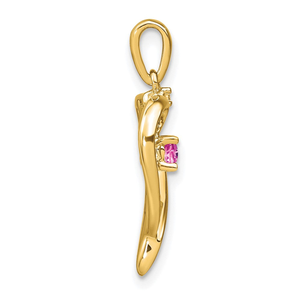14k Lab Created Pink Sapphire and Diamond Heart Pendant
