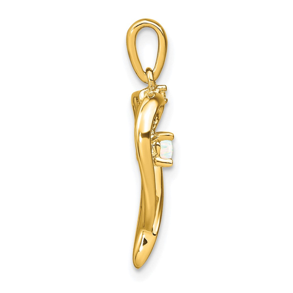 14k Lab Created Opal and Diamond Heart Pendant