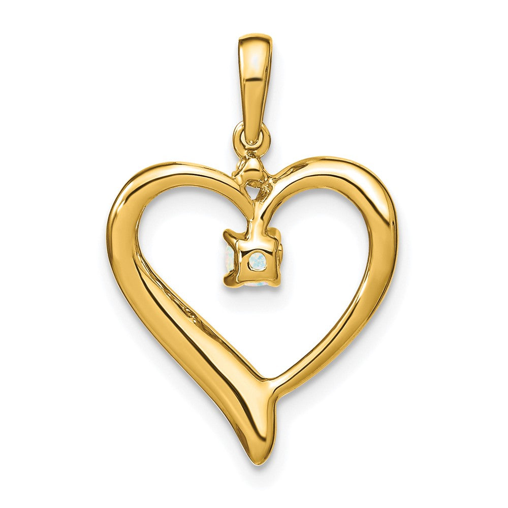 14k Lab Created Opal and Diamond Heart Pendant