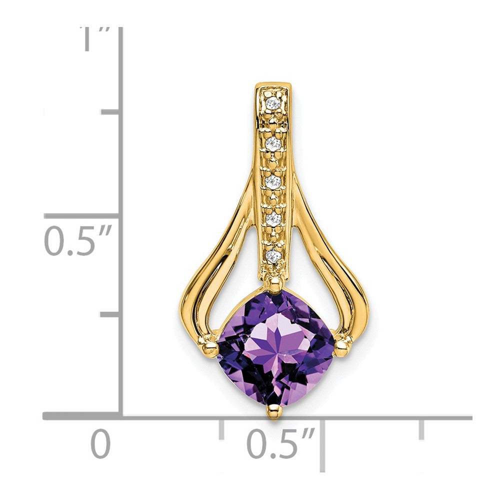 14k 7mm Cushion Amethyst and Diamond Pendant Fits up to 4mm Fancy Omega Only