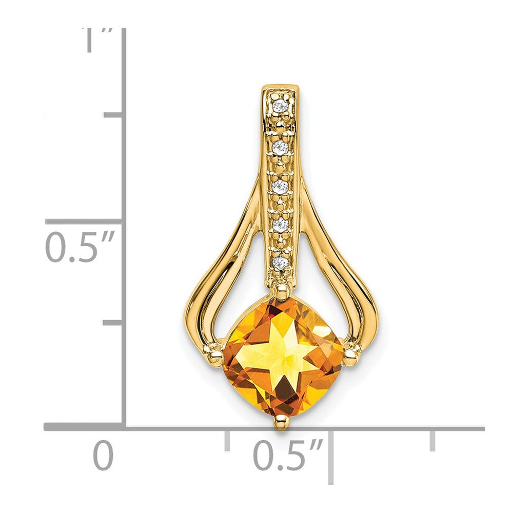 14k 7mm Cushion Citrine and Diamond Pendant Fits up to 4mm Fancy Omega Only