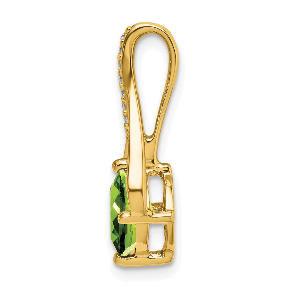 14k 7mm Cushion Peridot and Diamond Pendant Fits up to 4mm Fancy Omega Only