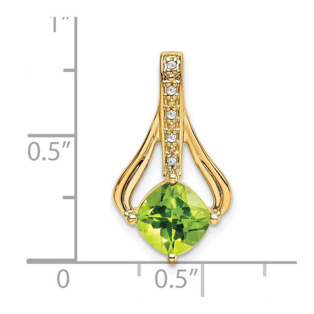 14k 7mm Cushion Peridot and Diamond Pendant Fits up to 4mm Fancy Omega Only