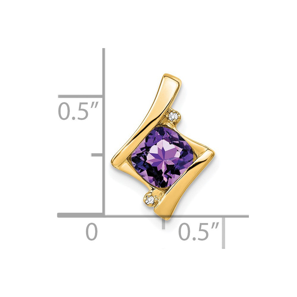 14k 6mm Cushion Amethyst and Diamond Chain Slide