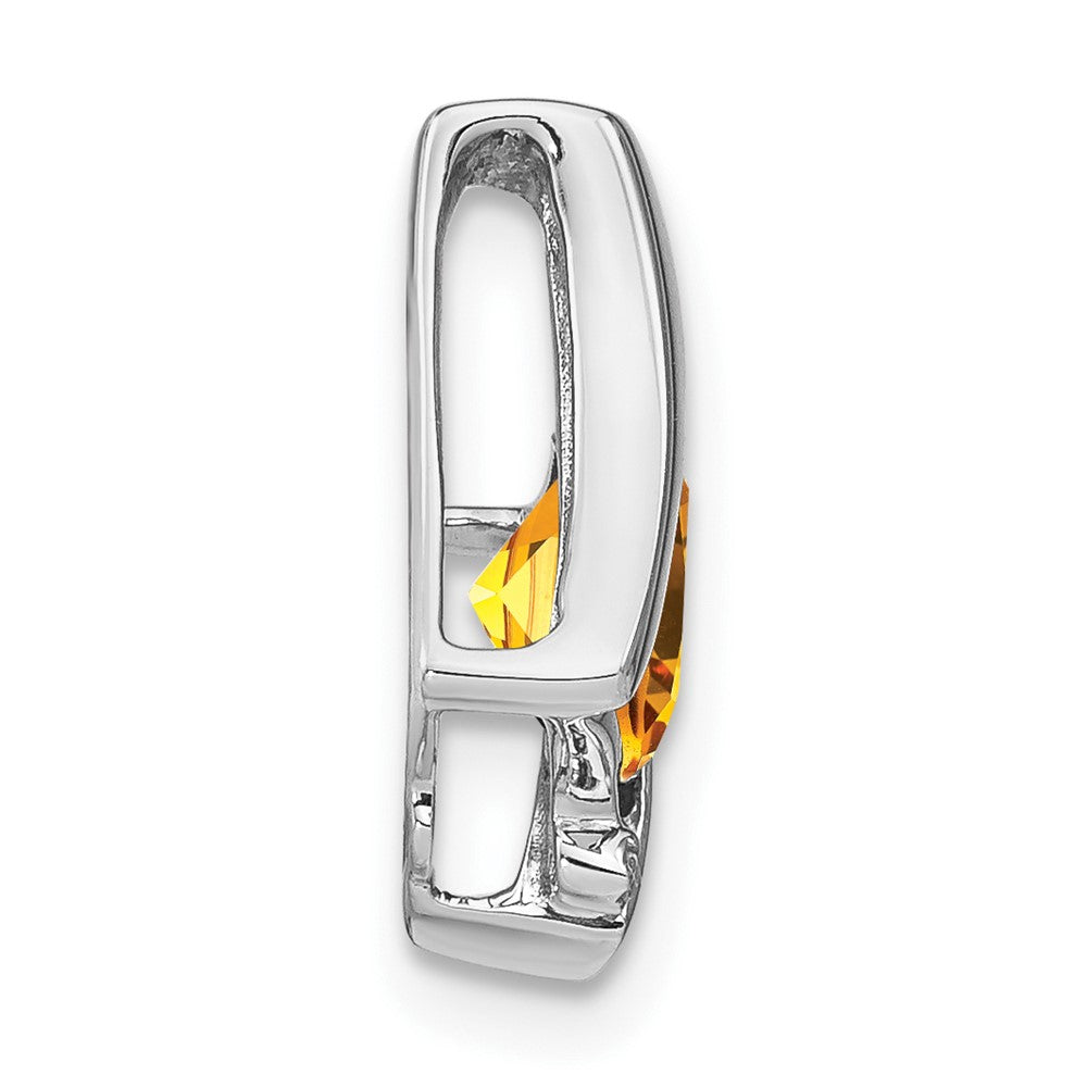 14k White Gold 6mm Cushion Citrine and Diamond Chain Slide