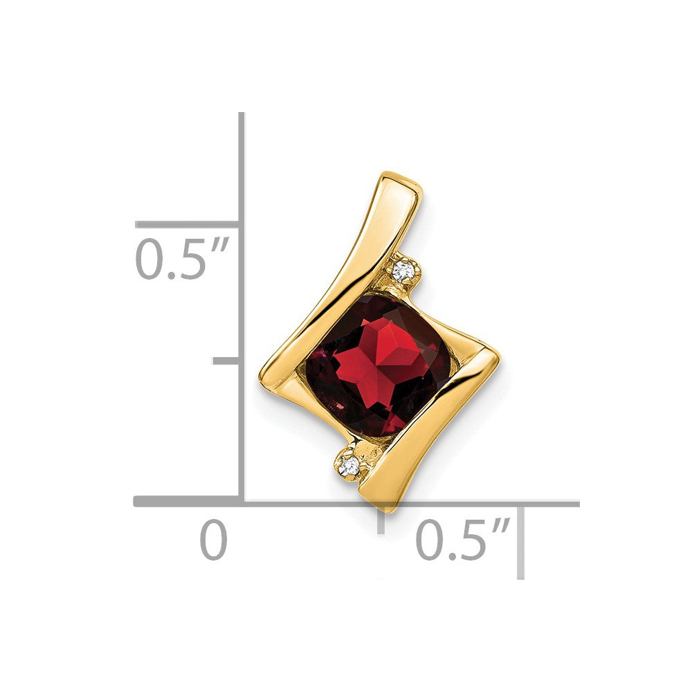 14k 6mm Cushion Garnet and Diamond Chain Slide