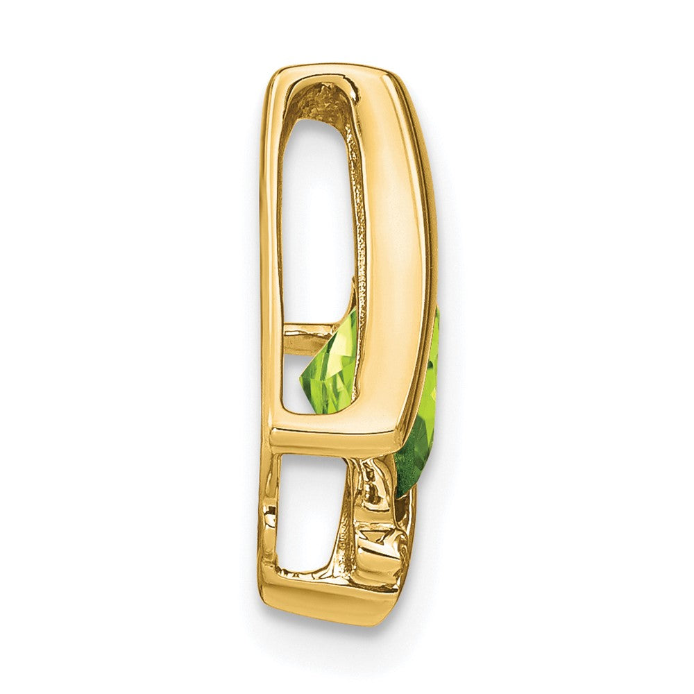 14k 6mm Cushion Peridot and Diamond Chain Slide