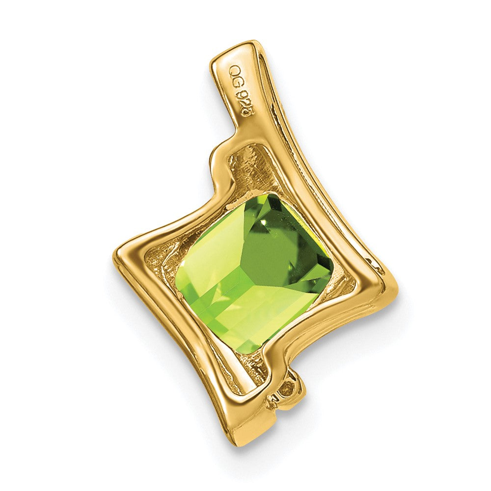 14k 6mm Cushion Peridot and Diamond Chain Slide