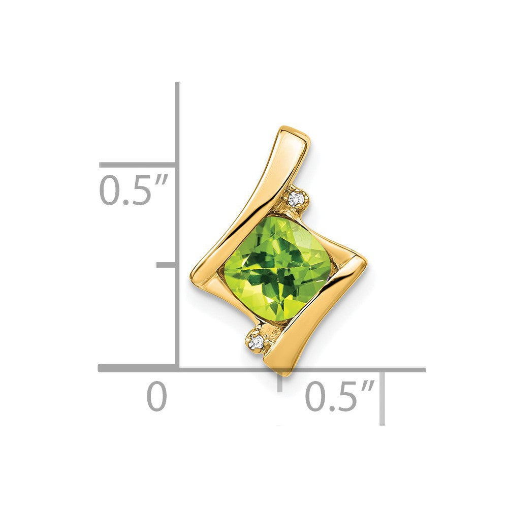 14k 6mm Cushion Peridot and Diamond Chain Slide