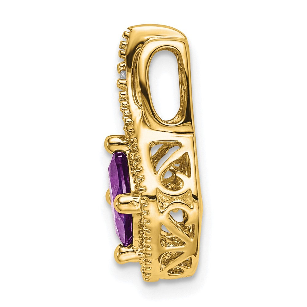 14k 6mm Cushion Amethyst and Diamond Chain Slide