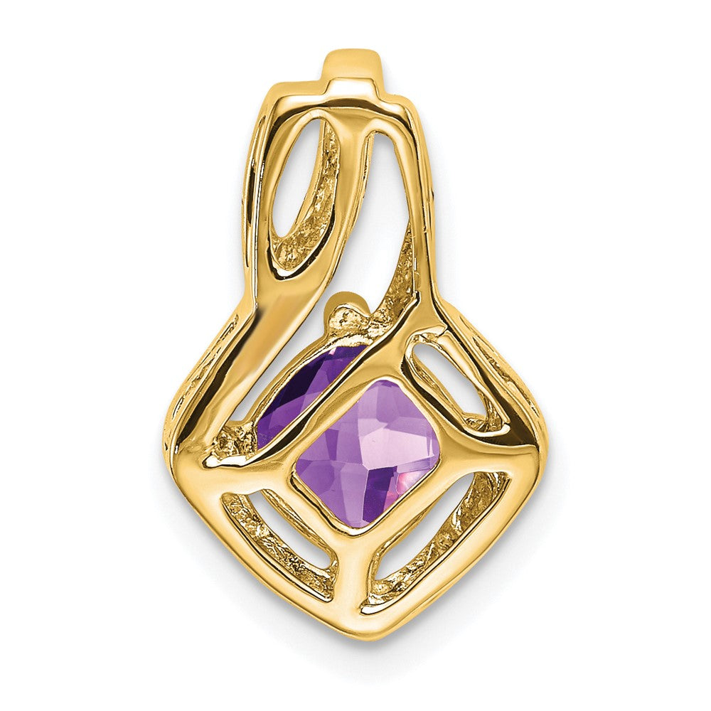 14k 6mm Cushion Amethyst and Diamond Chain Slide