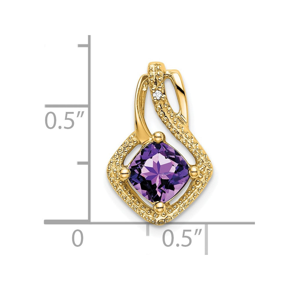 14k 6mm Cushion Amethyst and Diamond Chain Slide