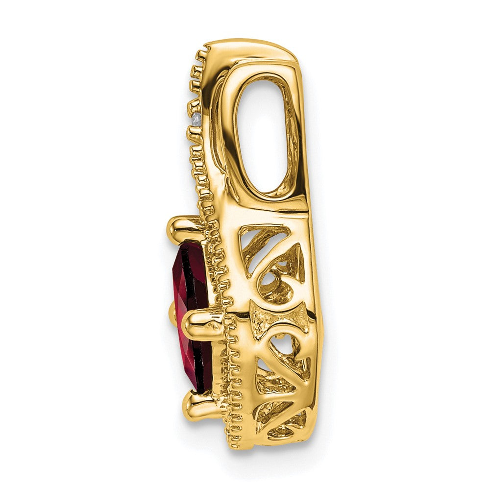 14k 6mm Cushion Garnet and Diamond Chain Slide