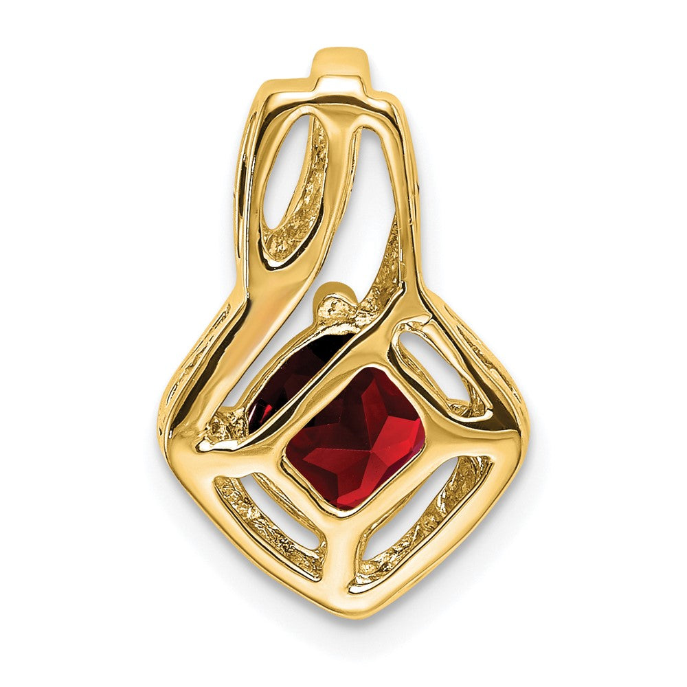 14k 6mm Cushion Garnet and Diamond Chain Slide