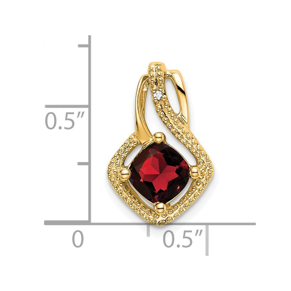 14k 6mm Cushion Garnet and Diamond Chain Slide