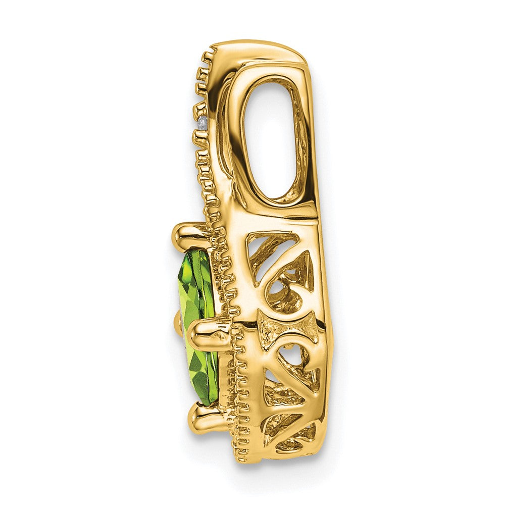 14k 6mm Cushion Peridot and Diamond Chain Slide