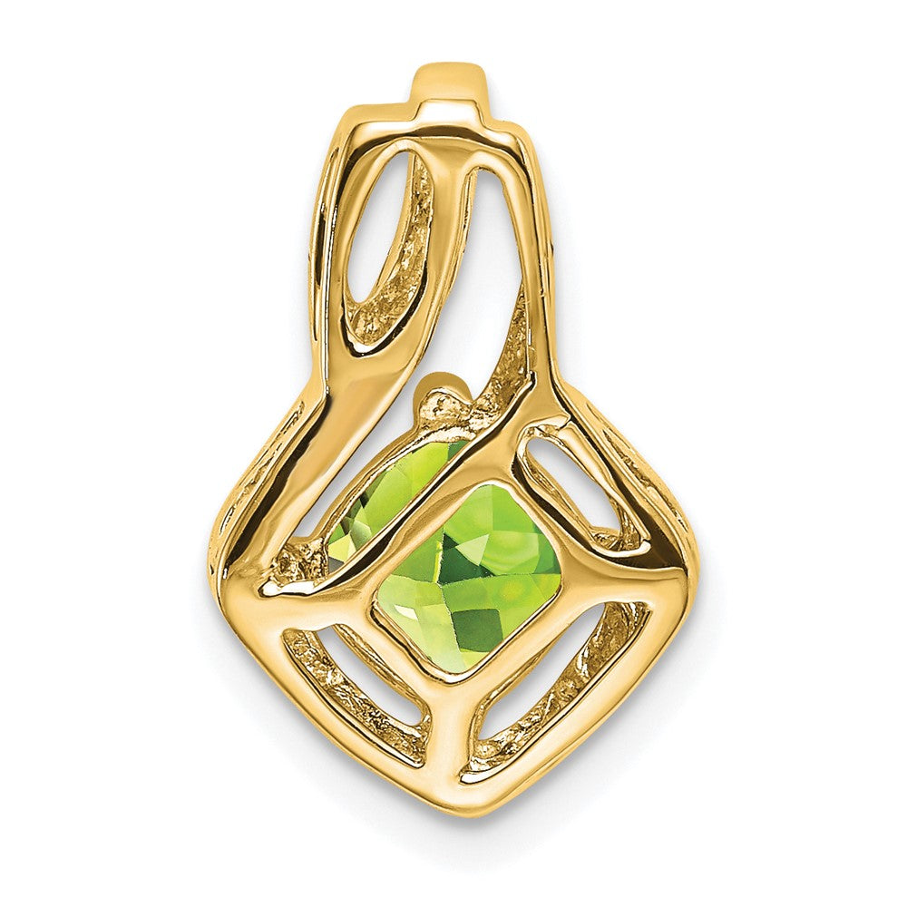 14k 6mm Cushion Peridot and Diamond Chain Slide