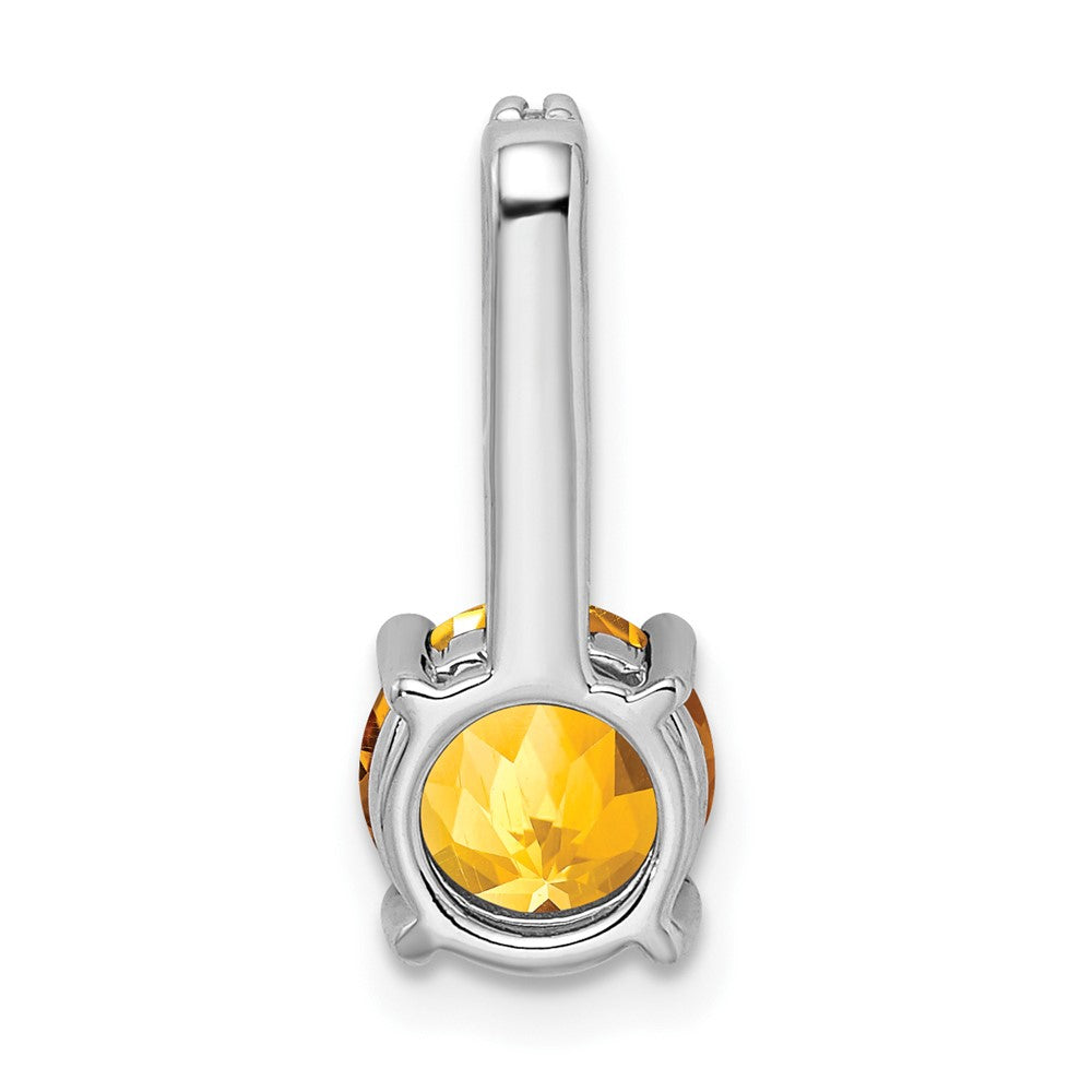 14k White Gold 7mm Round Citrine and Diamond Chain Slide