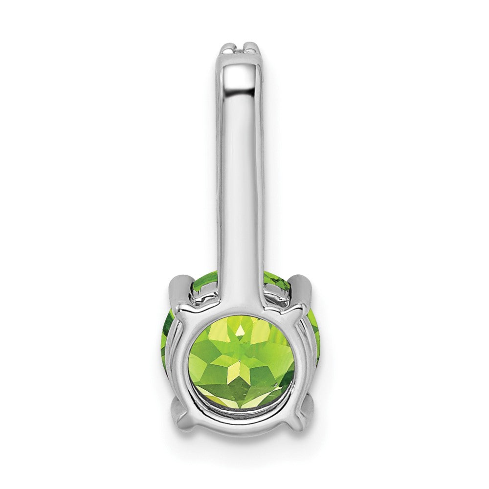 14k White Gold 7mm Round Peridot and Diamond Chain Slide