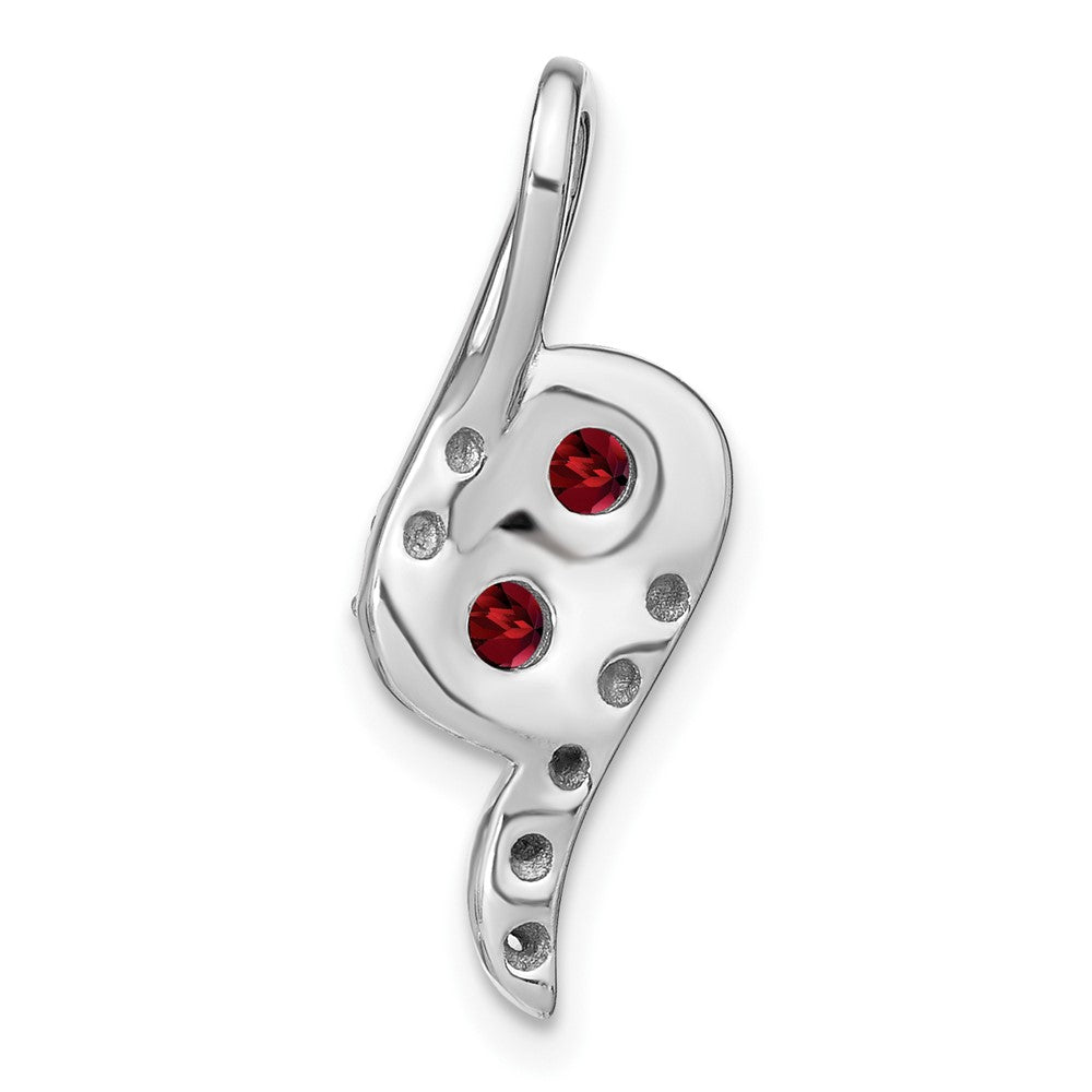 14k White Gold 2-Stone Round Garnet and Diamond Chain Slide