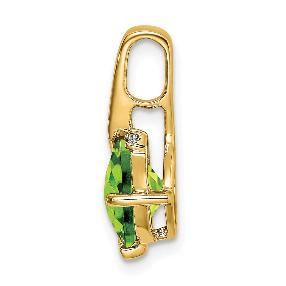 14k 7mm Cushion Peridot and Diamond Pendant
