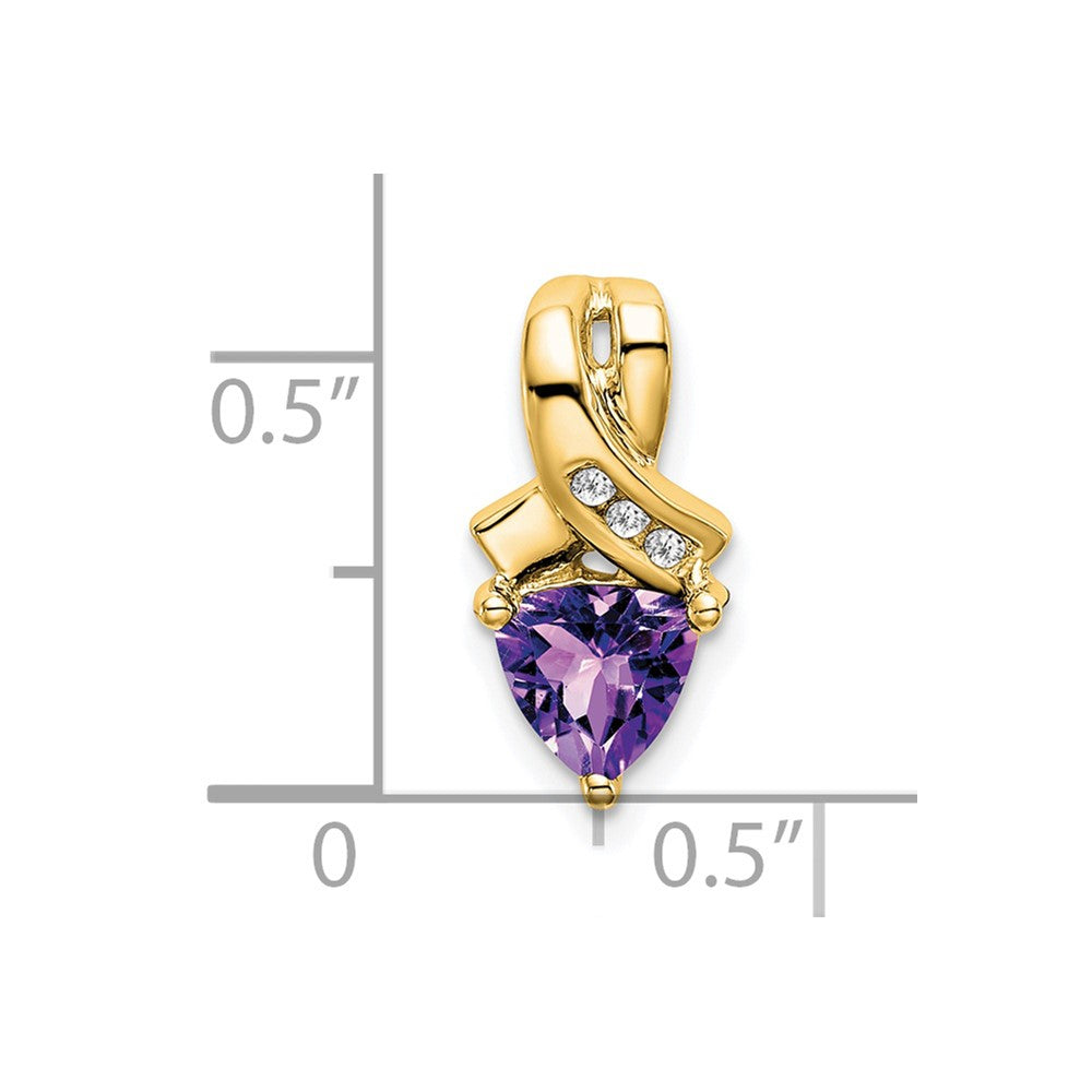 14k 6mm Trillion Amethyst and Diamond Chain Slide