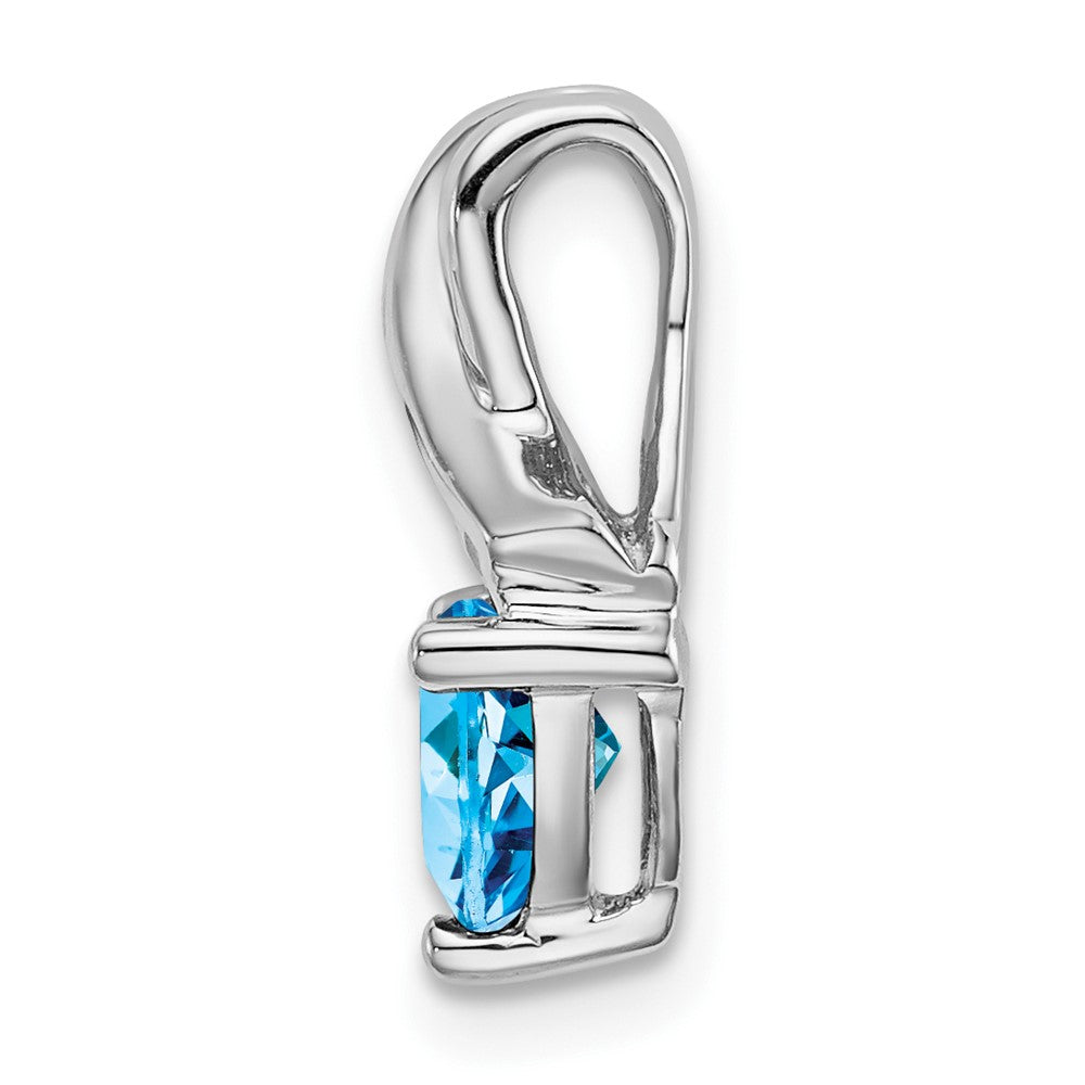 14k White Gold 6mm Trillion Blue Topaz and Diamond Chain Slide