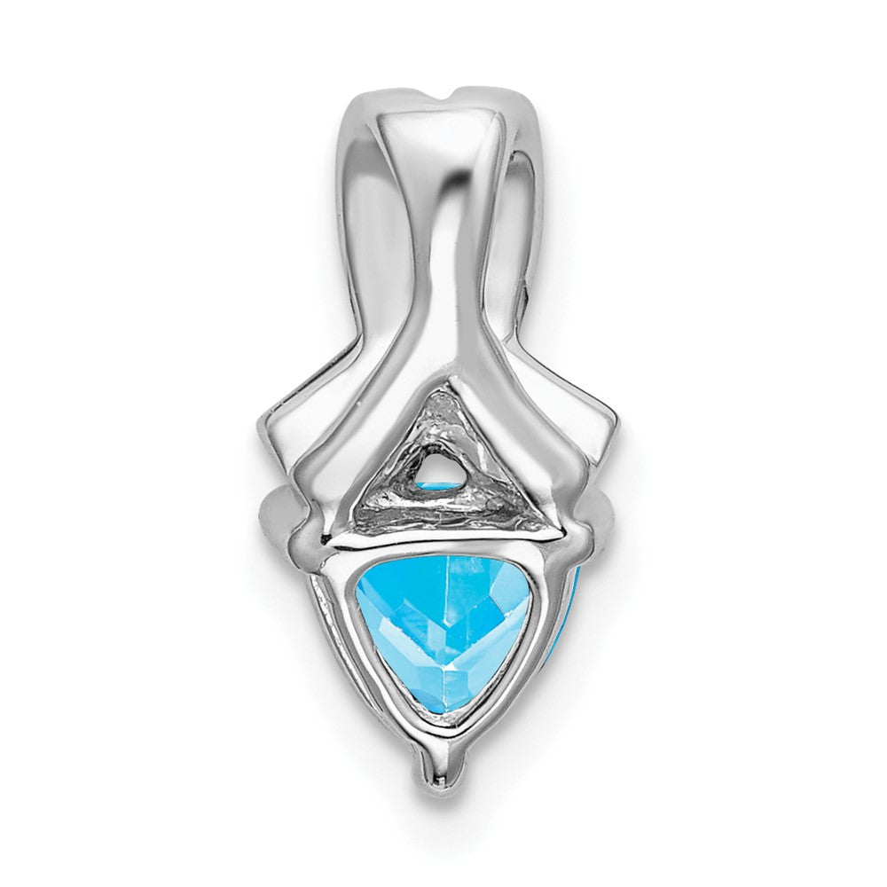 14k White Gold 6mm Trillion Blue Topaz and Diamond Chain Slide