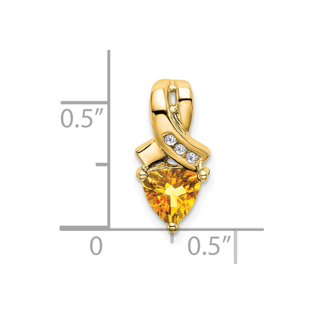 14k 6mm Trillion Citrine and Diamond Chain Slide