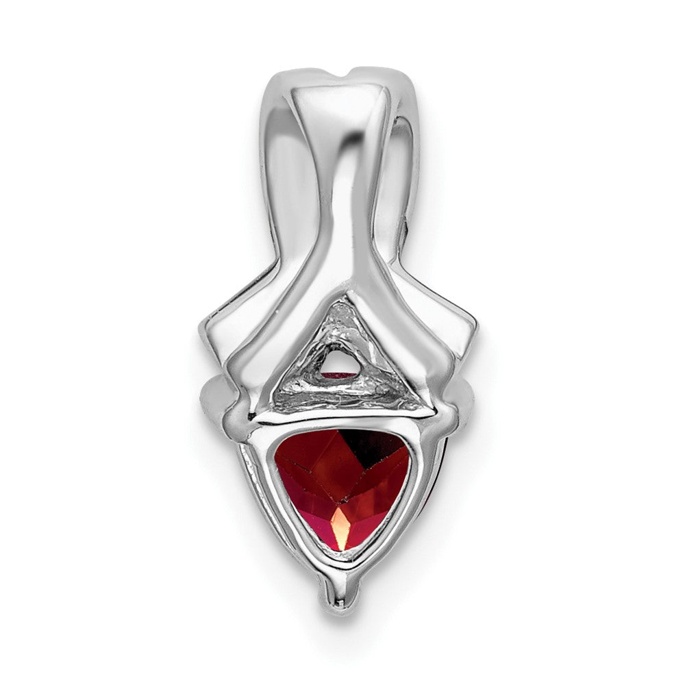 14k White Gold 6mm Trillion Garnet and Diamond Chain Slide